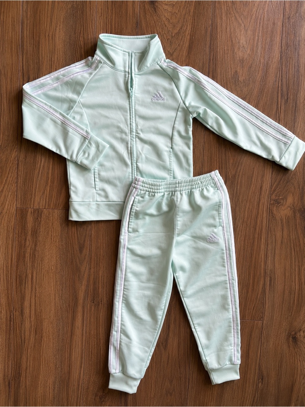 adidas Mint Green Kids Zip Track Jacket and Pants